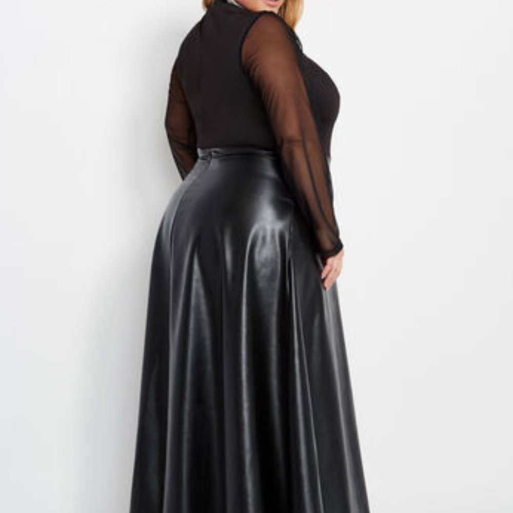 NWOT Mesh & Faux Leather Maxi Dress Sz 22/24